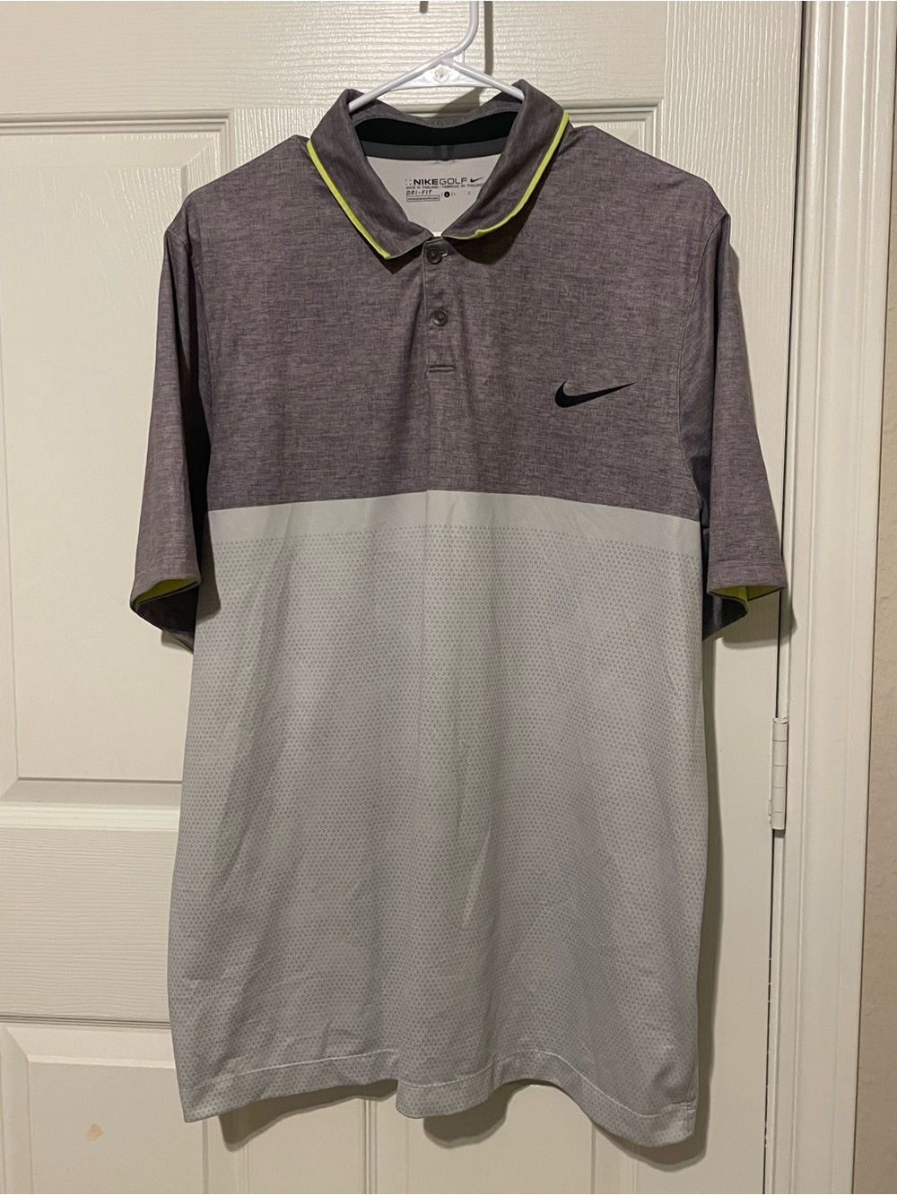 Nike Men’s Gray Two-Tone Polo with Lime Trim